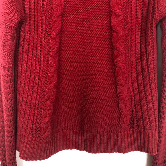 American Eagle Wool Blend Cable Knit Red Sweater S - Picture 4 of 9